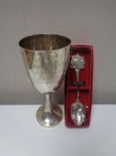 A mid century Chinese silver presentation goblet - Champion Sneezer,