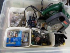 A box of model making items, Bosch table saw,