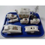 A tray of crested china,