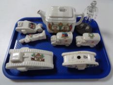 A tray of crested china,