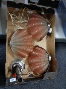 A set of mid century glass and chrome shell wall lights,
