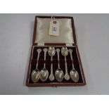 A set of six silver teaspoons, Lindisfarne pattern retailed by Reids of Newcastle,