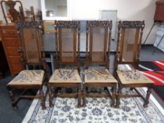 A set of four good quality oak dining chairs with begere backs