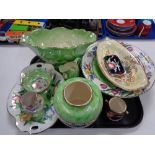 A tray of Maling ware - Bowls, green lustre ware, dishes, sundae dish,