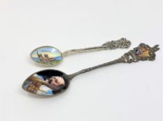 Two enamelled silver spoons,