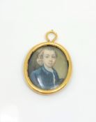 An early 18th century portrait miniature in high carat gold frame CONDITION REPORT: