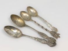 Four ornate silver scenic spoons for Virginia, Woodstock,,