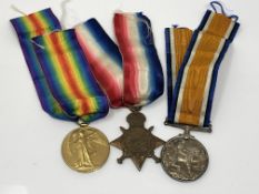 A WWI medal trio comprising British War Medal, Victory Medal and 1914-15 Star awarded to 12184 Pte.