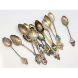 Canadian silver and enamel spoons for Quebec, Montreal, British Columbia,