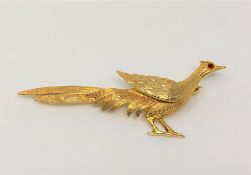 A 9ct gold pheasant brooch CONDITION REPORT: 4.