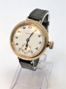 A large gold trench wristwatch by Mappin,