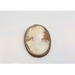 A good quality large gold framed cameo brooch 42.84 mm x 55.48 mm.