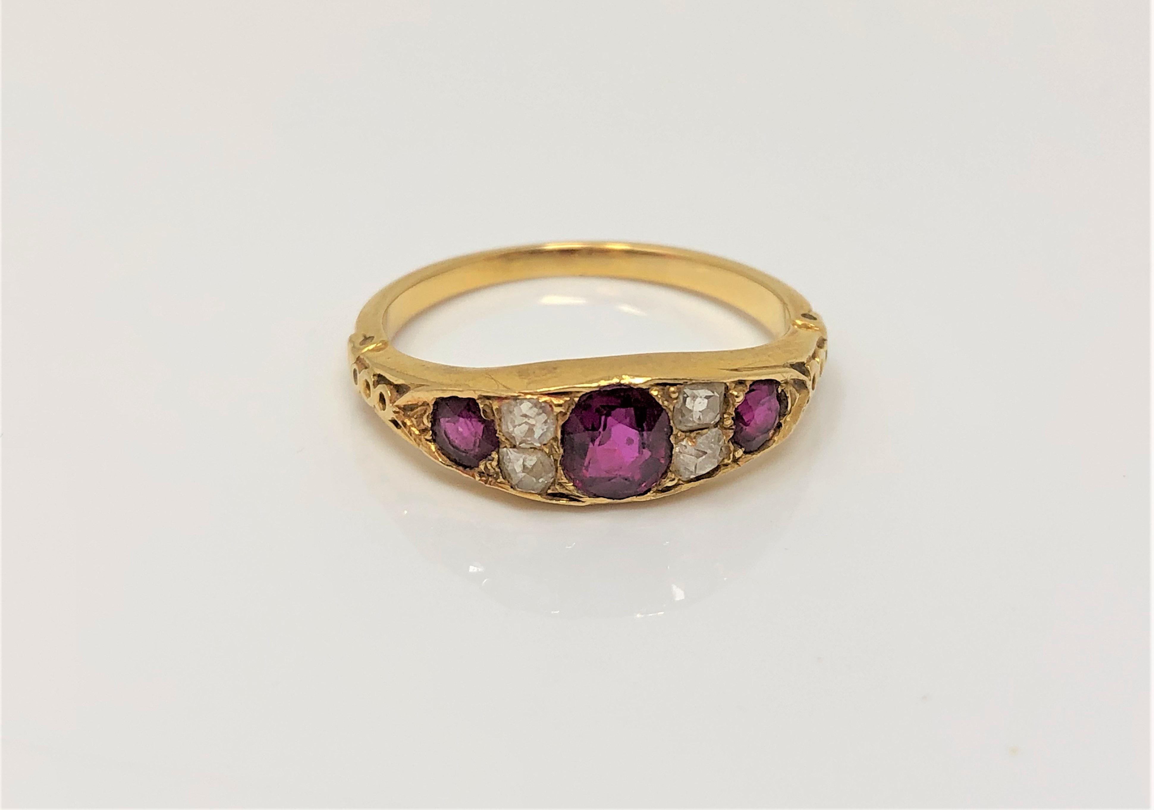 An antique ruby and diamond ring, size L CONDITION REPORT: Apparently unmarked. 2.5g.