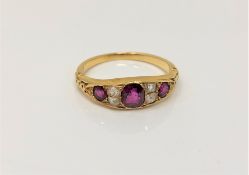 An antique ruby and diamond ring, size L CONDITION REPORT: Apparently unmarked. 2.5g.