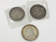 Two Victorian crowns 1890/91 and a double florin 1887 (3)