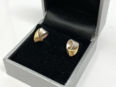 A pair of two tone 18ct gold diamond set earrings CONDITION REPORT: 3.