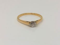 A gold solitaire diamond ring, approx. 0.