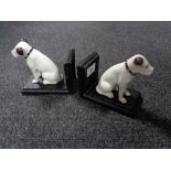 A pair of cast iron Nipper dog bookends