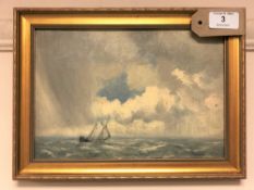 John Falconar Slater (1857 - 1937) : A Fishing Boat in Choppy Waters, oil on canvas, signed,