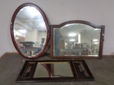 Three antique framed mirrors