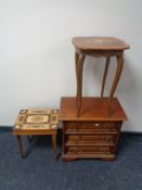 A beech wood three drawer chest,