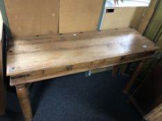 A sheesham wood two drawer console table