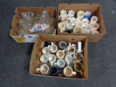 Three boxes of assorted tankards and beer glasses