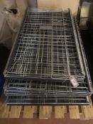 A pallet of six metal dog cages,