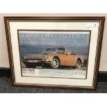 A TVR Sweet Thunder colour showroom poster, 30 cm x 40 cm, framed.