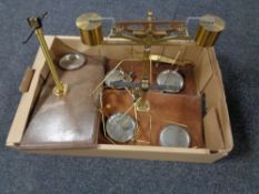 Three sets of vintage chemists's scales