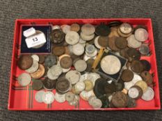 A quantity of British and foreign coins, commemorative crowns, etc.