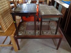 Three mid 20th century tile top tables