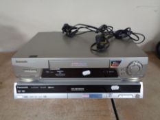 A Panasonic DVD recorder and a Panasonic VHS player