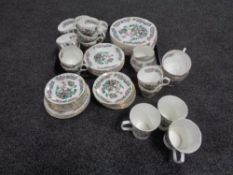 A tray of fifty seven pieces of Newcastle upon Tyne Indian pattern tea china