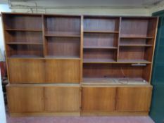 A mid 20th century twin section Danish bookcase fitted cupboards beneath CONDITION