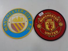 Two cast iron plaques - Manchester Football