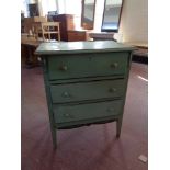 A painted 20th century pine chest, 66cm wide by 44cm deep by 81cm high.