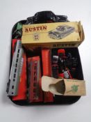 A tray of boxed Triang railways carriages, die cast cars, boxed Austin Cambridge saloon,