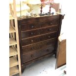 A Victorian mahogany six drawer Scotch chest with pillar column supports,