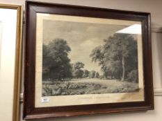 A continental oak framed monocrome print,