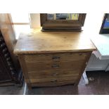 An antique pine four drawer chest, 89cm wide by 51cm deep by 82cm high.