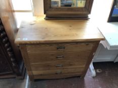 An antique pine four drawer chest, 89cm wide by 51cm deep by 82cm high.