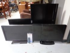 Four LCD TV's including Sony with remote, two Philips and a JVC,