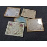 Five framed maps to include; Essex, Pacific Ocean,