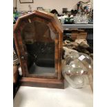 A 19th century American clock case and a glass circular shade