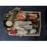 Three antique cloth dolls with painted faces