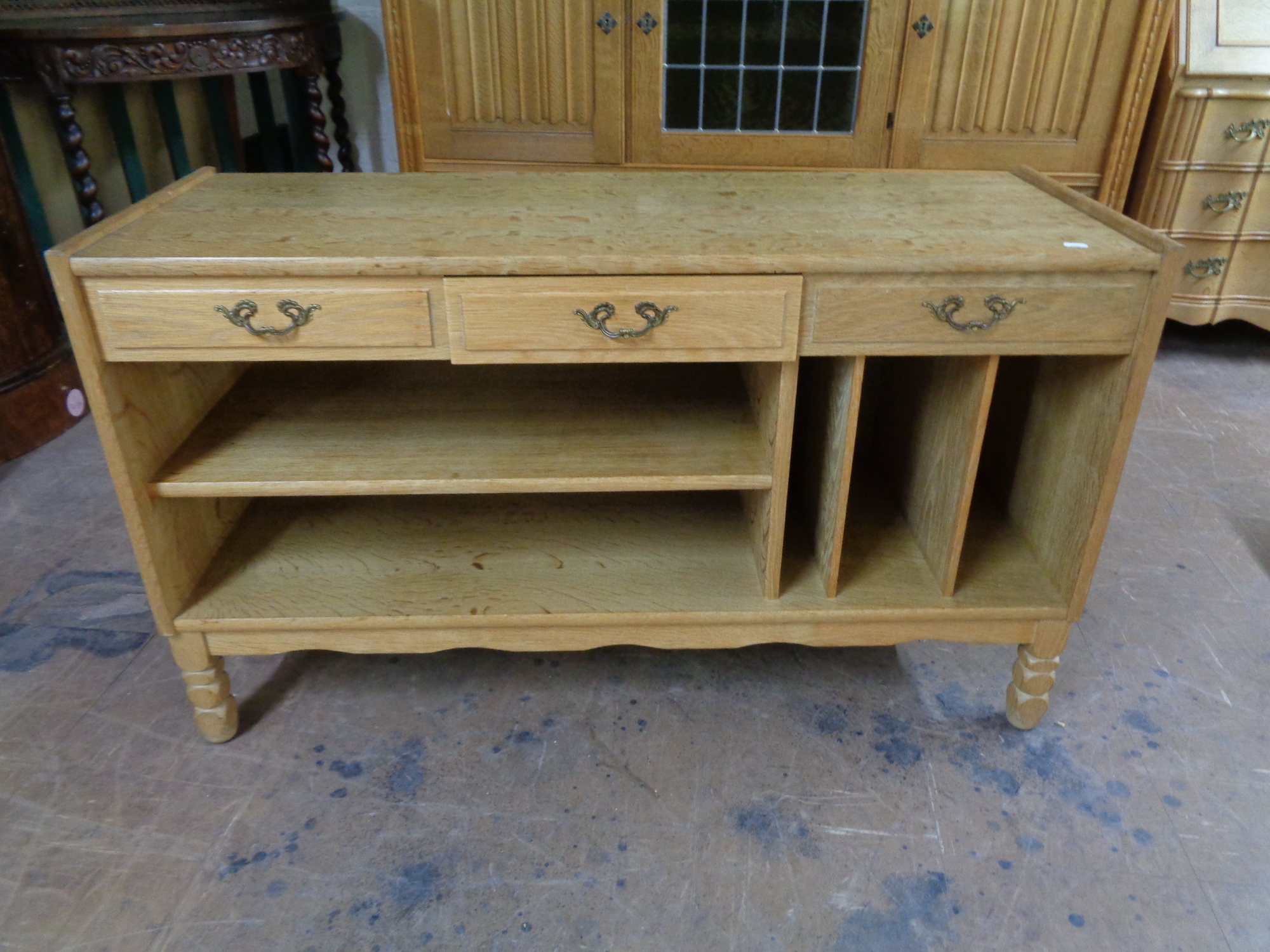 A 20th century blond oak entertainment stand