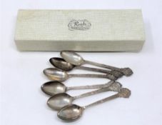 A set of six Lindisfarne pattern silver teaspoons, Cooper Brothers & Sons, Sheffield 1976,