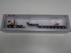 A WSI Collectables 1:50 scale Scania Streamline Topline 6X4 and low loader, 5 axel pendelx, boxed.