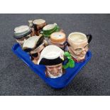 A tray of seven assorted character jugs - Copper Clayton,